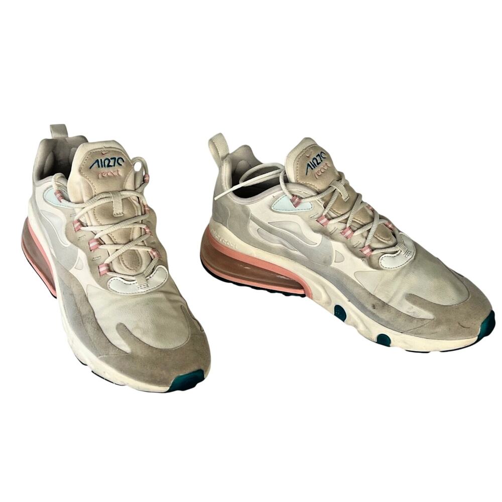 Nike Air Max 270 React Women’s 10 White Beige Pink Running Sneakers AT6174-100 - Picture 2 of 9